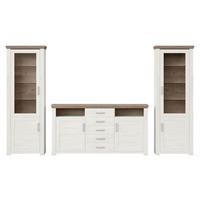 WOHNWAND  in Weiß, Eichefarben  310/206,6/51,2 cm  - Eichefarben/Weiß, Design, Glas/Holzwerkstoff (310/206,6/51,2cm) - SetOne by Musterring