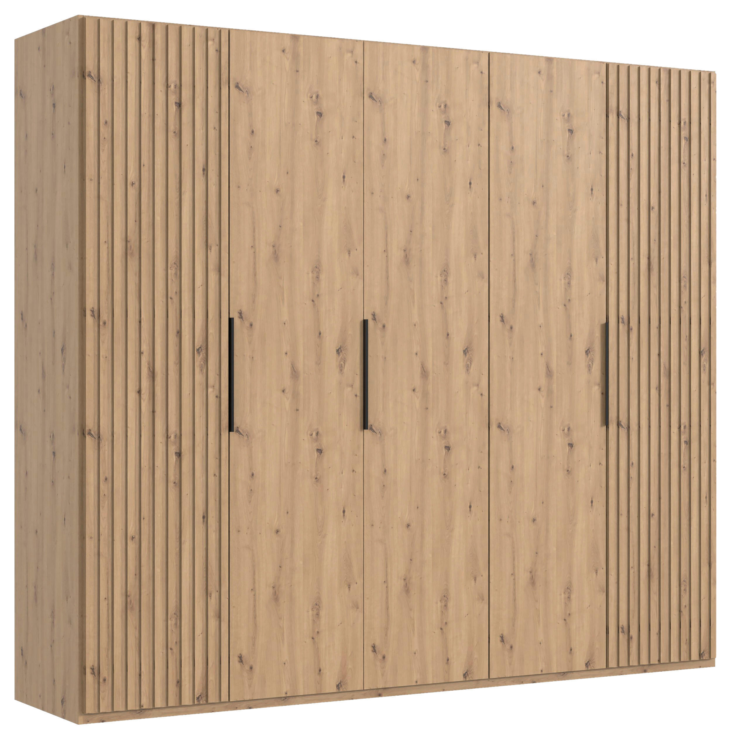 DREHTÜRENSCHRANK 250/216/58 cm 5-türig Eiche Artisan  - Schwarz/Eiche Artisan, MODERN, Holzwerkstoff/Metall (250/216/58cm) - MID.YOU
