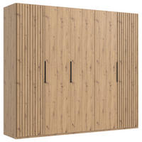 DREHTÜRENSCHRANK Eiche Artisan  - Schwarz/Eiche Artisan, Modern, Holzwerkstoff/Metall (250/216/58cm) - MID.YOU