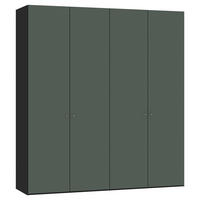DREHTÜRENSCHRANK 203/220/59 cm 4-türig Grau, Grün, Schwarz  - Silberfarben/Schwarz, Design, Glas/Holzwerkstoff (203/220/59cm) - Jutzler