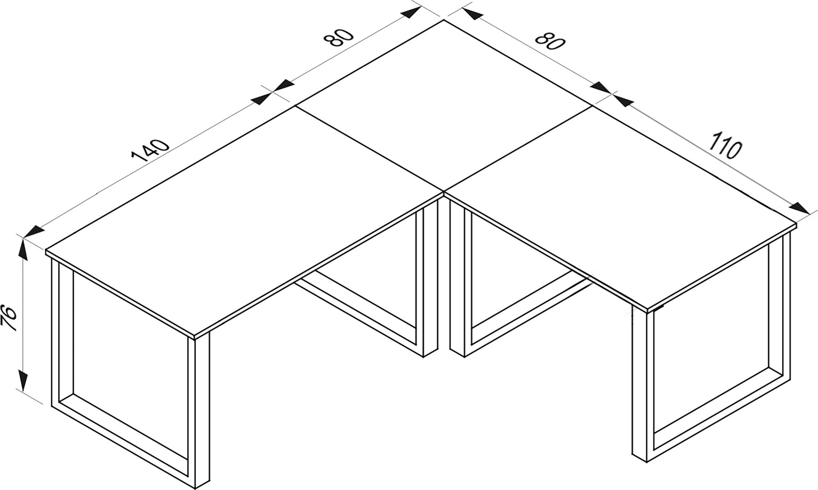 HÖRNSKRIVBORD 220/190/76 cm  in antracit, svart  - svart/antracit, Design, metall/trämaterial (220/190/76cm) - MID.YOU