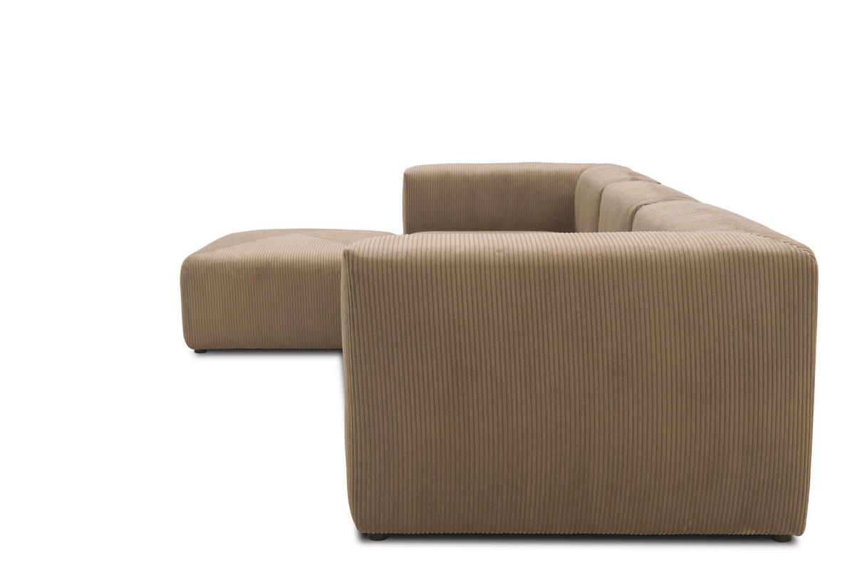 ECKSOFA in Cord, Mikrofaser Schlammfarben   - Schlammfarben/Schwarz, Design, Kunststoff/Textil (301/69/193cm) - MID.YOU