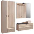 GARDEROBE 3-teilig  in 198/194/38 cm  - Eiche Bianco/Grau, Design, Glas/Holzwerkstoff (198/194/38cm) - Voleo