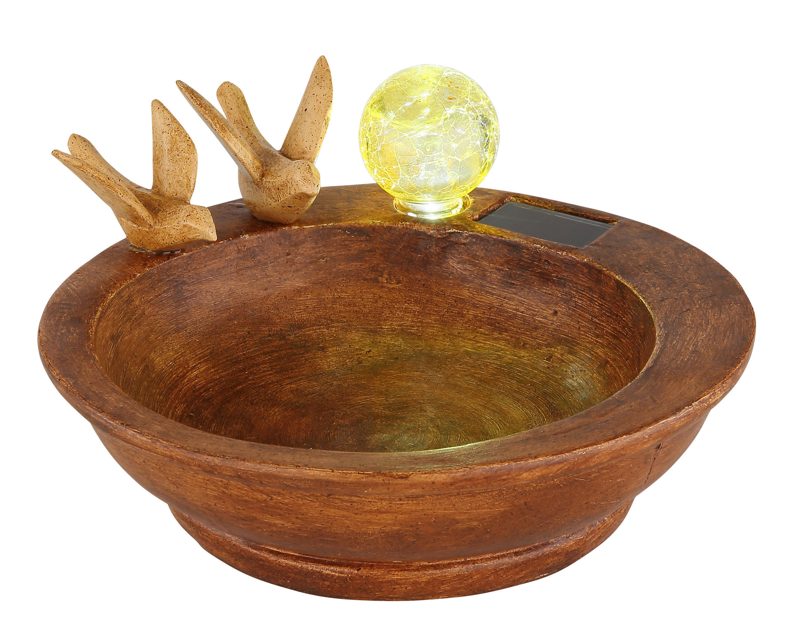 Solar-dekoleuchte Schale Braun 1x Tageslichtweiß H: 12,3 Cm