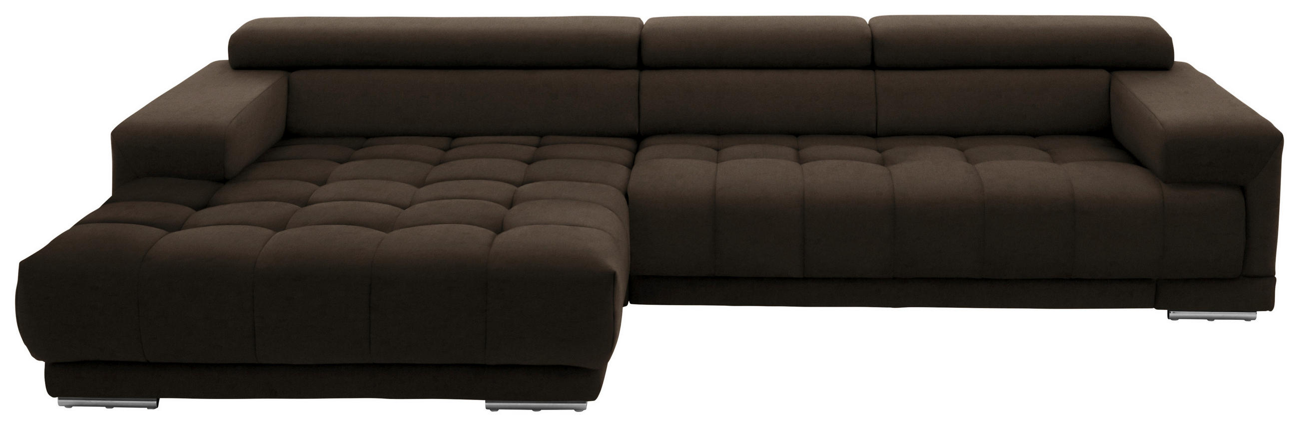 ECKSOFA Mikrofaser Braun  - Silberfarben/Braun, Design, Textil/Metall (190/335cm) - Beldomo Speed