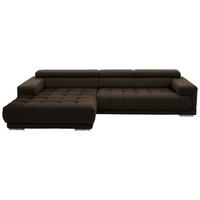ECKSOFA Mikrofaser Braun  - Silberfarben/Braun, Design, Textil/Metall (190/335cm) - Beldomo Speed