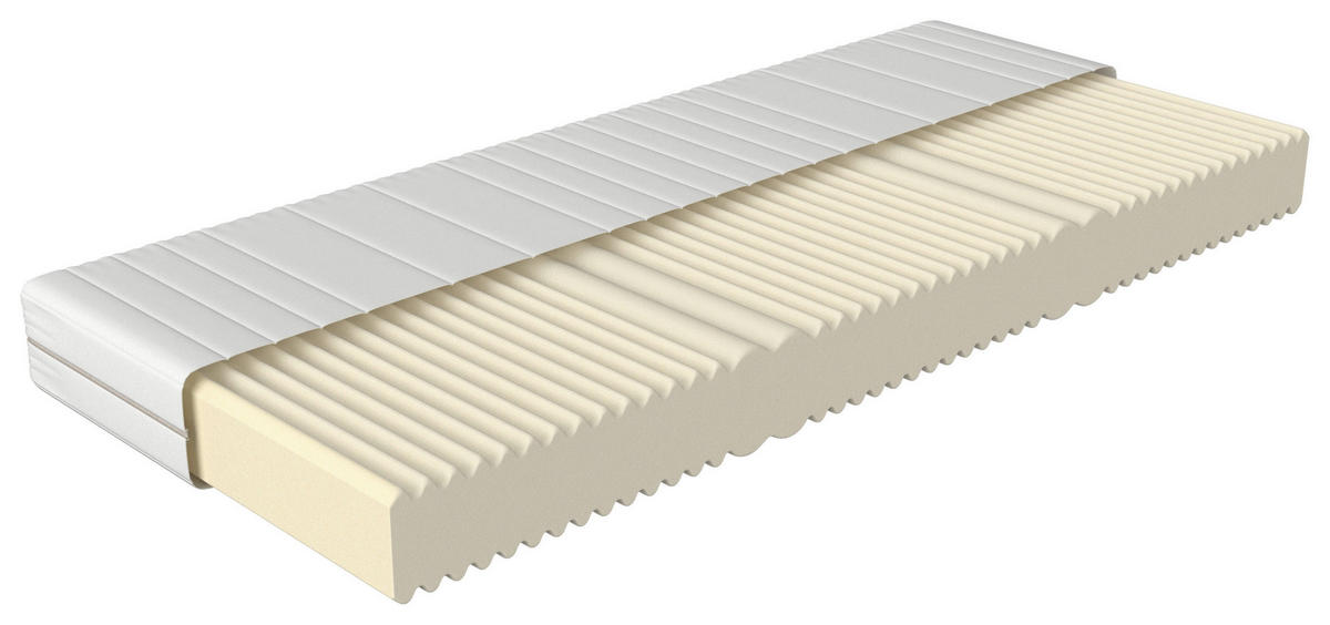 KALTSCHAUMMATRATZE 180/200 cm, Höhe ca.: 18 cm, H3 = fest, 7-Zonen - Weiß, Basics, Textil (180/200cm) - Chameo