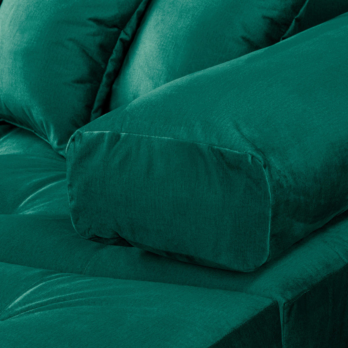 ECKSOFA Naomi in Velours Grün Rückenkissen  284/243 cm  - Schwarz/Grün, Design, Kunststoff/Textil (284/243cm) - P & B