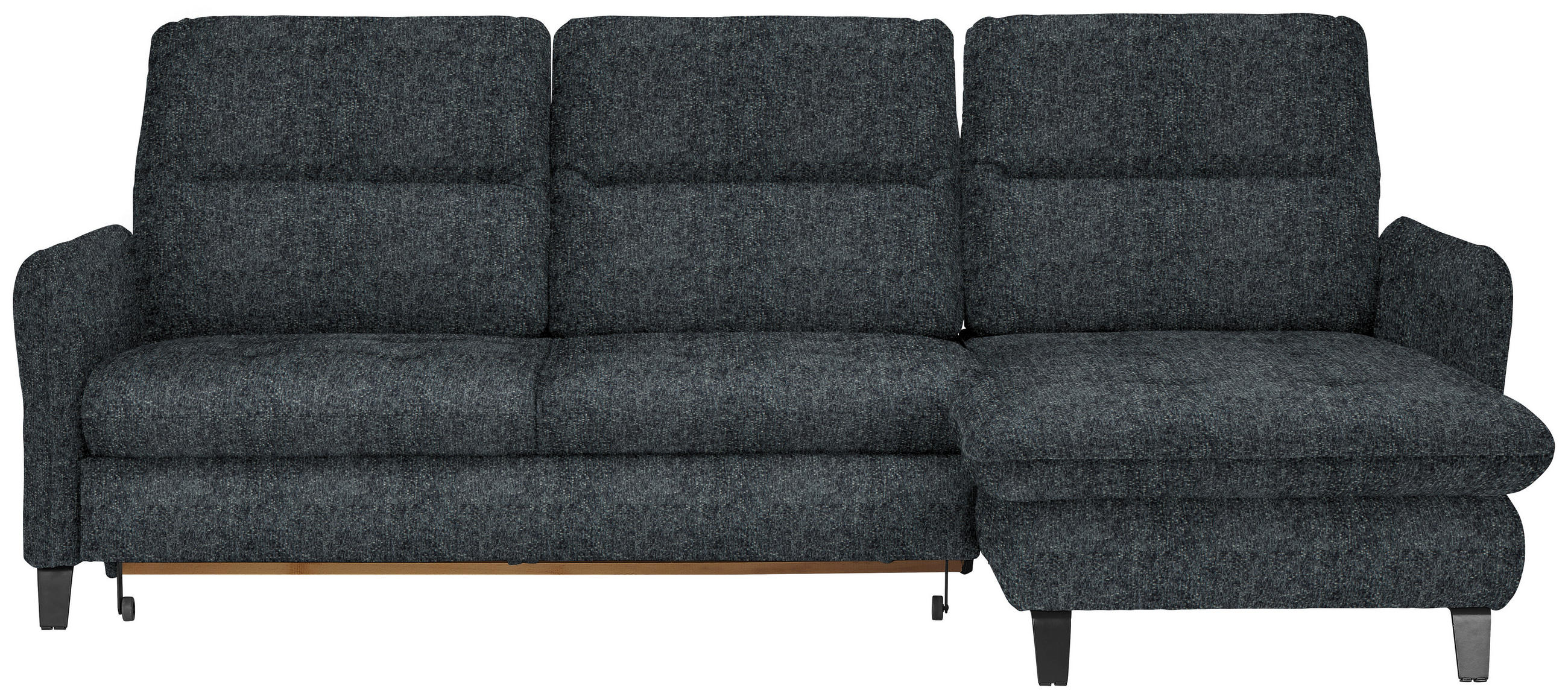 ECKSOFA Dunkelgrau Chenille  - Dunkelgrau/Schwarz, KONVENTIONELL, Textil/Metall (254/190cm) - Livetastic