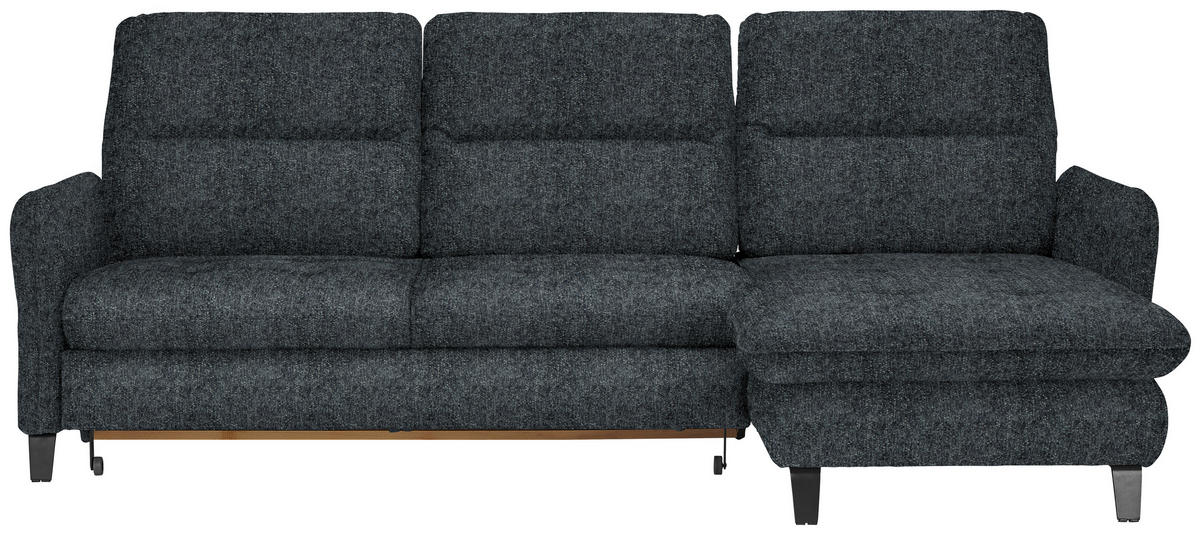 ECKSOFA Dunkelgrau Chenille  - Dunkelgrau/Schwarz, KONVENTIONELL, Textil/Metall (254/190cm) - Livetastic