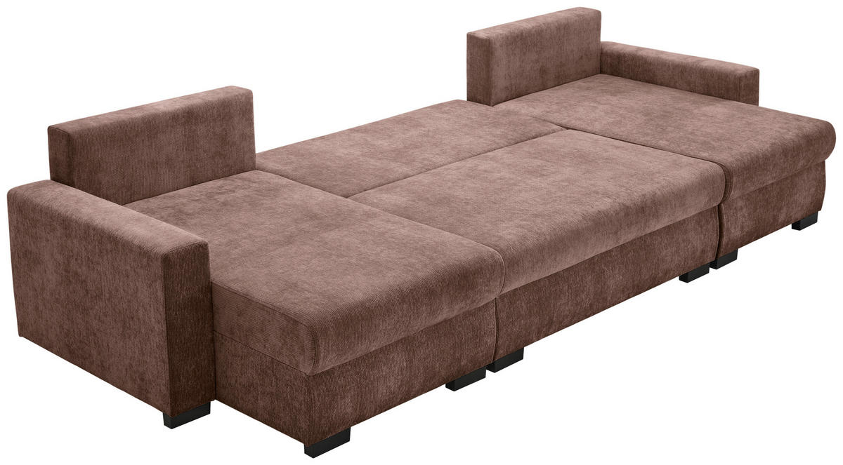 WOHNLANDSCHAFT Dunkelbraun Chenille  - Dunkelbraun/Schwarz, KONVENTIONELL, Kunststoff/Textil (140/328/140cm) - Ti'me