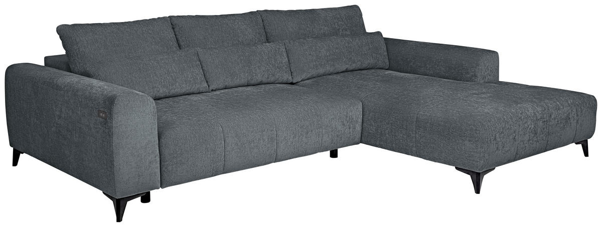 ECKSOFA  in Chenille Grau  279/222 cm  - Schwarz/Grau, KONVENTIONELL, Kunststoff/Textil (279/222cm) - Hom`in