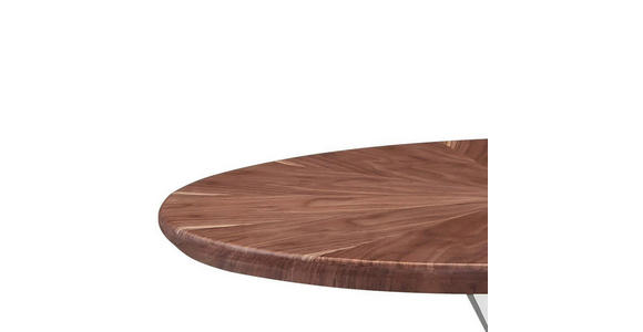 COUCHTISCH Ligneo Walnuss furniert 60/60/54 cm rund Walnussfarben  - Edelstahlfarben/Walnussfarben, Design, Holz/Metall (60/60/54cm) - Novel