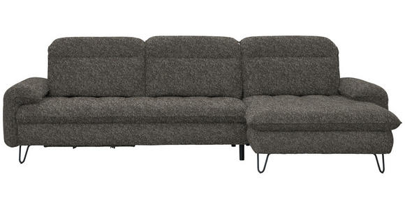 ECKSOFA in Chenille Braun  - Schwarz/Braun, LIFESTYLE, Textil/Metall (310/180cm) - Valnatura