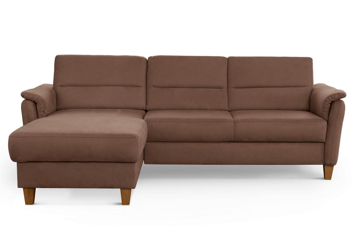 ECKSOFA in Mikrofaser Braun  - Eichefarben/Braun, Konventionell, Holz/Textil (163/244cm) - Sit & More