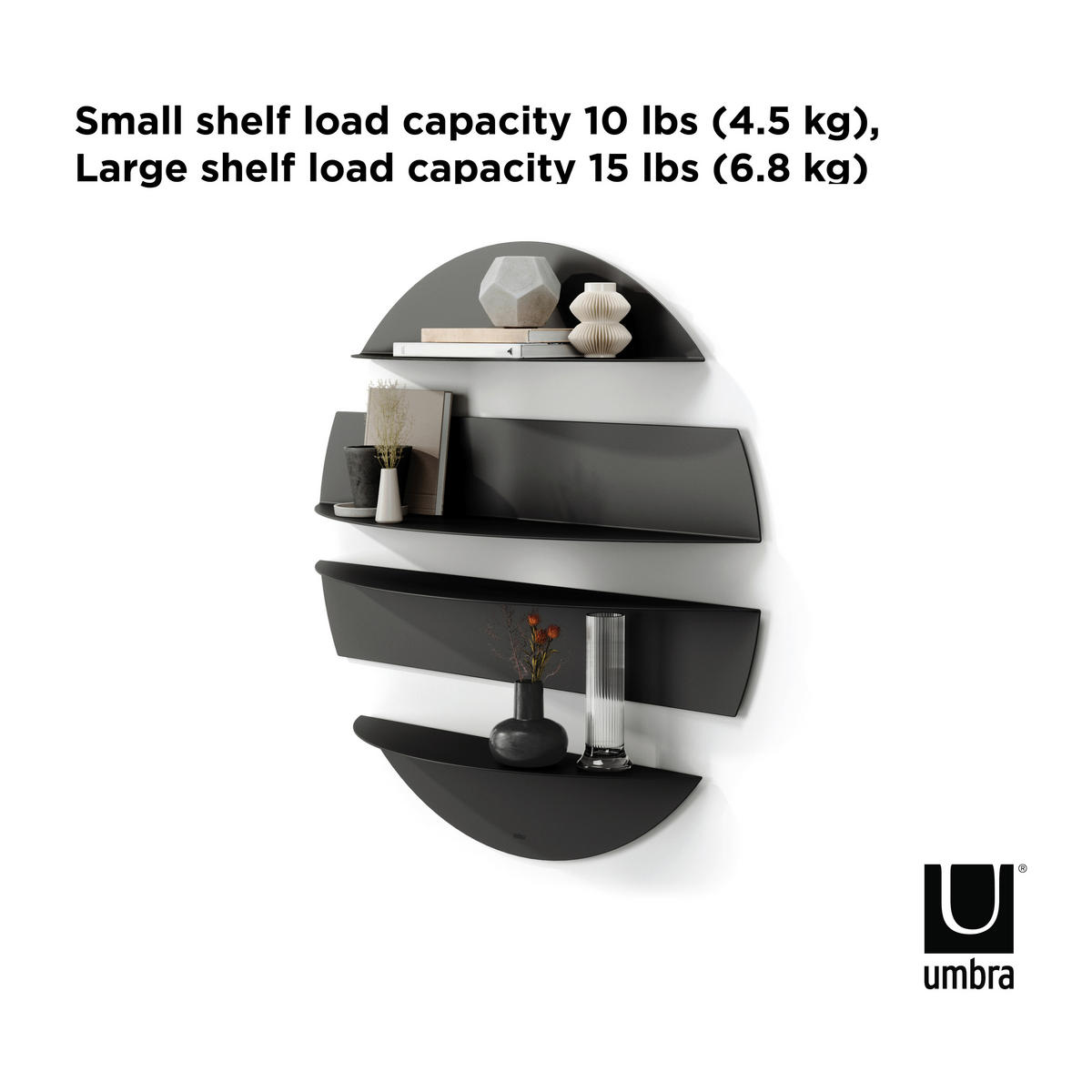 NÁSTĚNNÝ REGÁL, černá, 76/76/19 cm - černá, Basics, kov (76/76/19cm) - Umbra