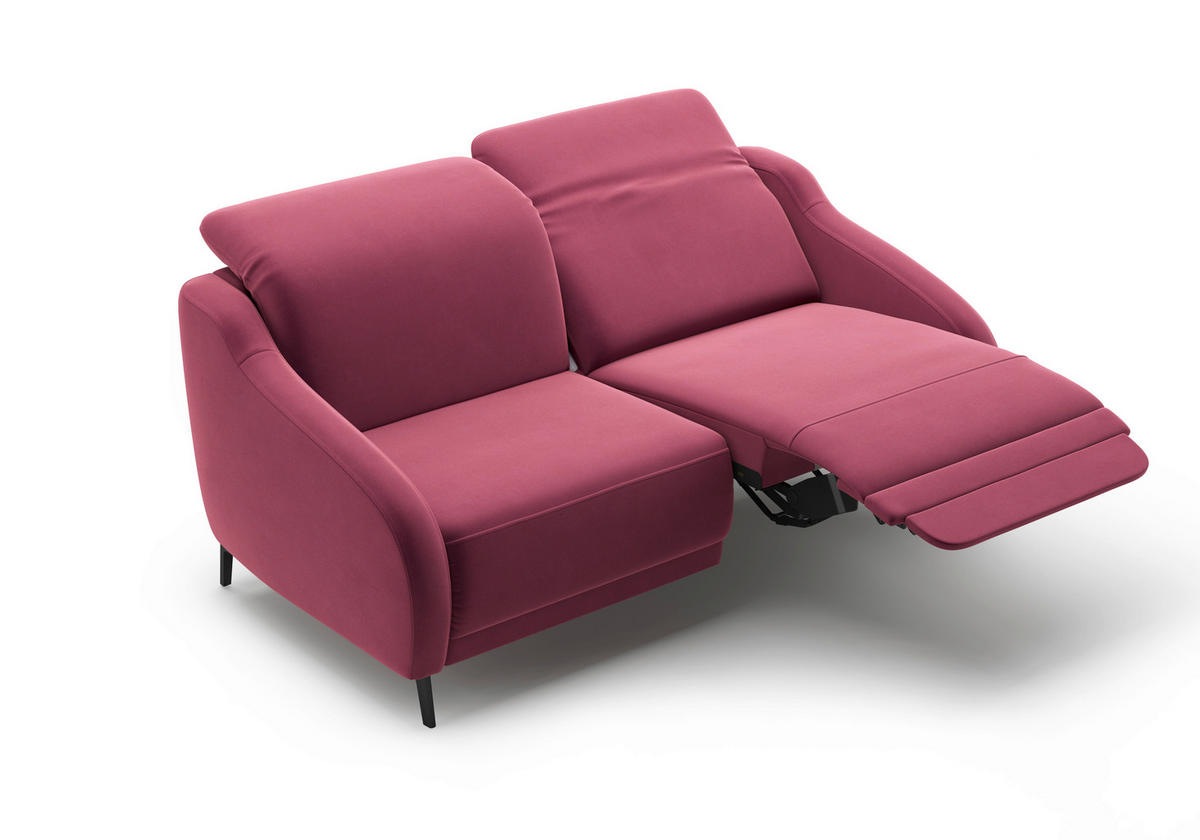 2,5-SITZER in Samt Aubergine  - Aubergine/Schwarz, MODERN, Textil/Metall (172/93/104cm) - Sit & More