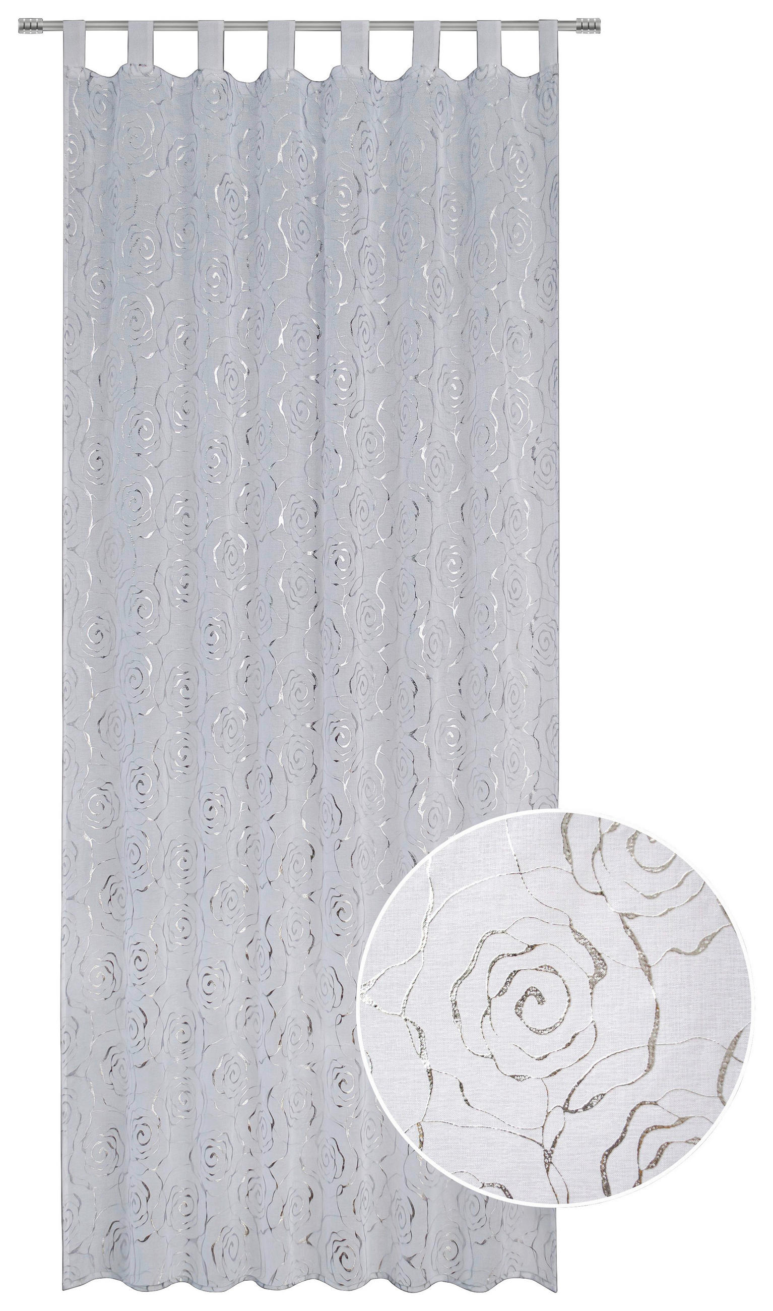 Vorhang mit Schlaufen und transparent  - Weiss, Modern, Textil (140/255cm)