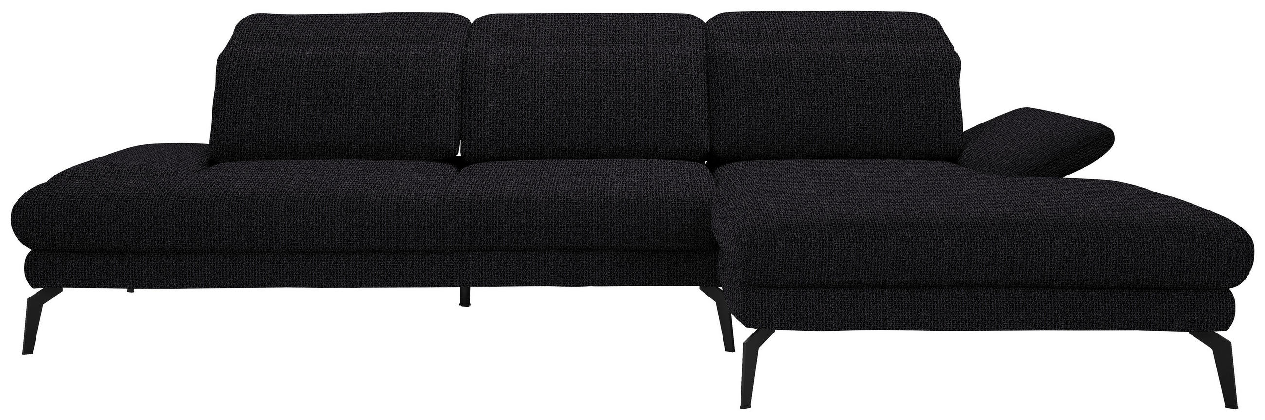 ECKSOFA in Webstoff Schwarz  - Schwarz, Design, Textil/Metall (289/180cm) - Stylife