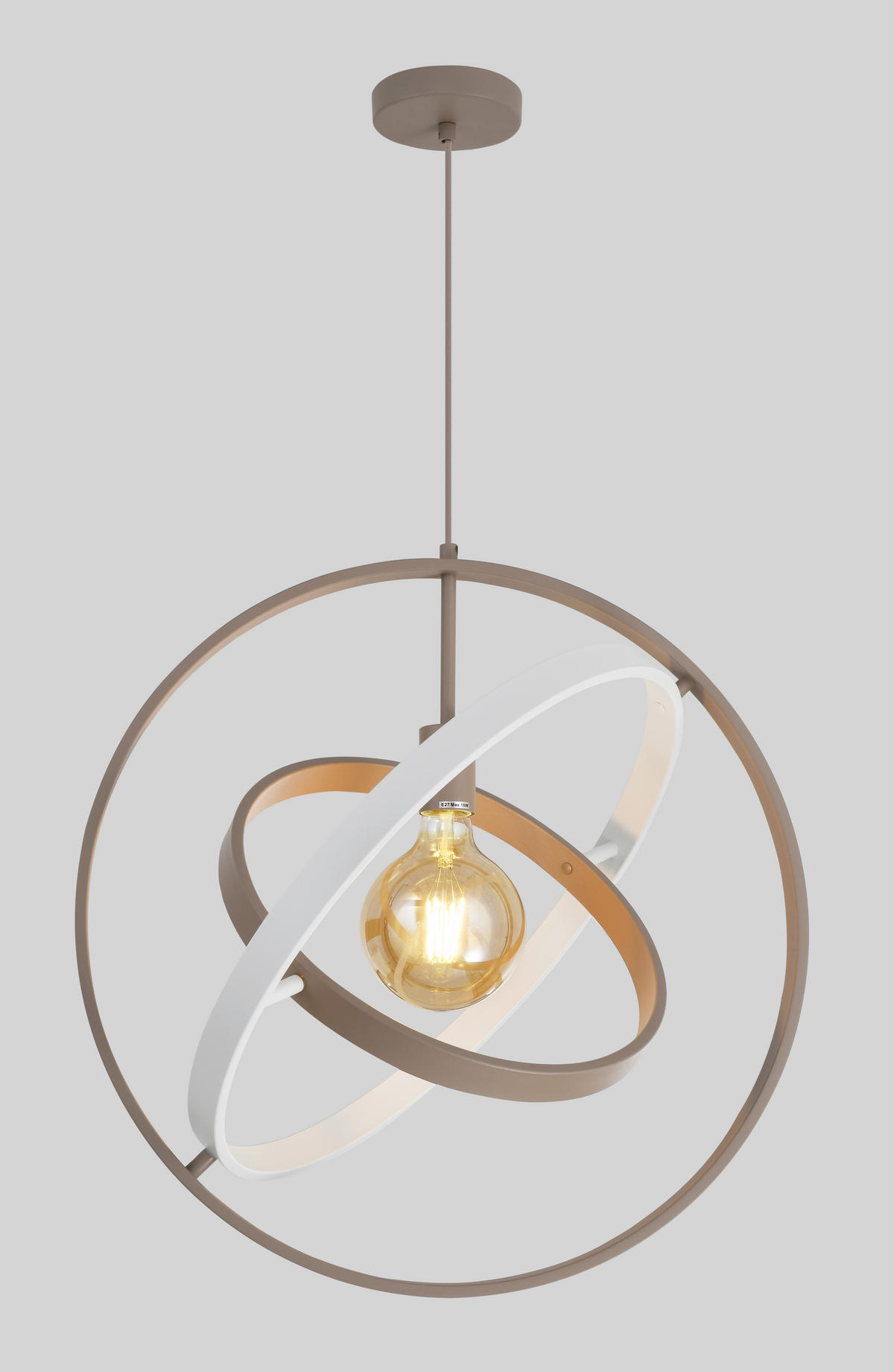 PENDELLEUCHTE Montpellier 55/150/49 cm  - Sandfarben/Weiß, Design, Kunststoff/Metall (55/150/49cm)