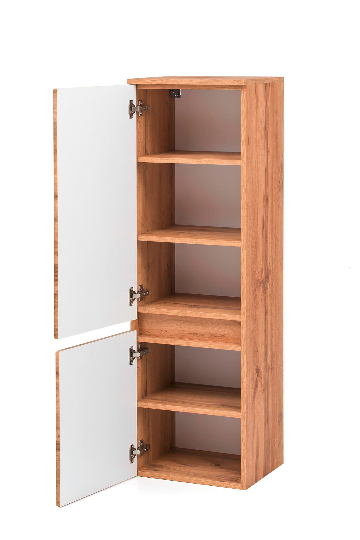 MIDISCHRANK 40/130/35 cm  - Eiche Wotan/Silberfarben, Natur, Holzwerkstoff/Kunststoff (40/130/35cm) - Xora