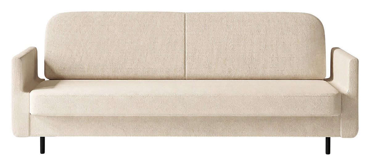SCHLAFSOFA CLOUDY Beige  inkl. Schlaffunktion, Rücken echt, Stauraum  - Beige, Design, Textil/Metall (221/87/84cm) - MID.YOU