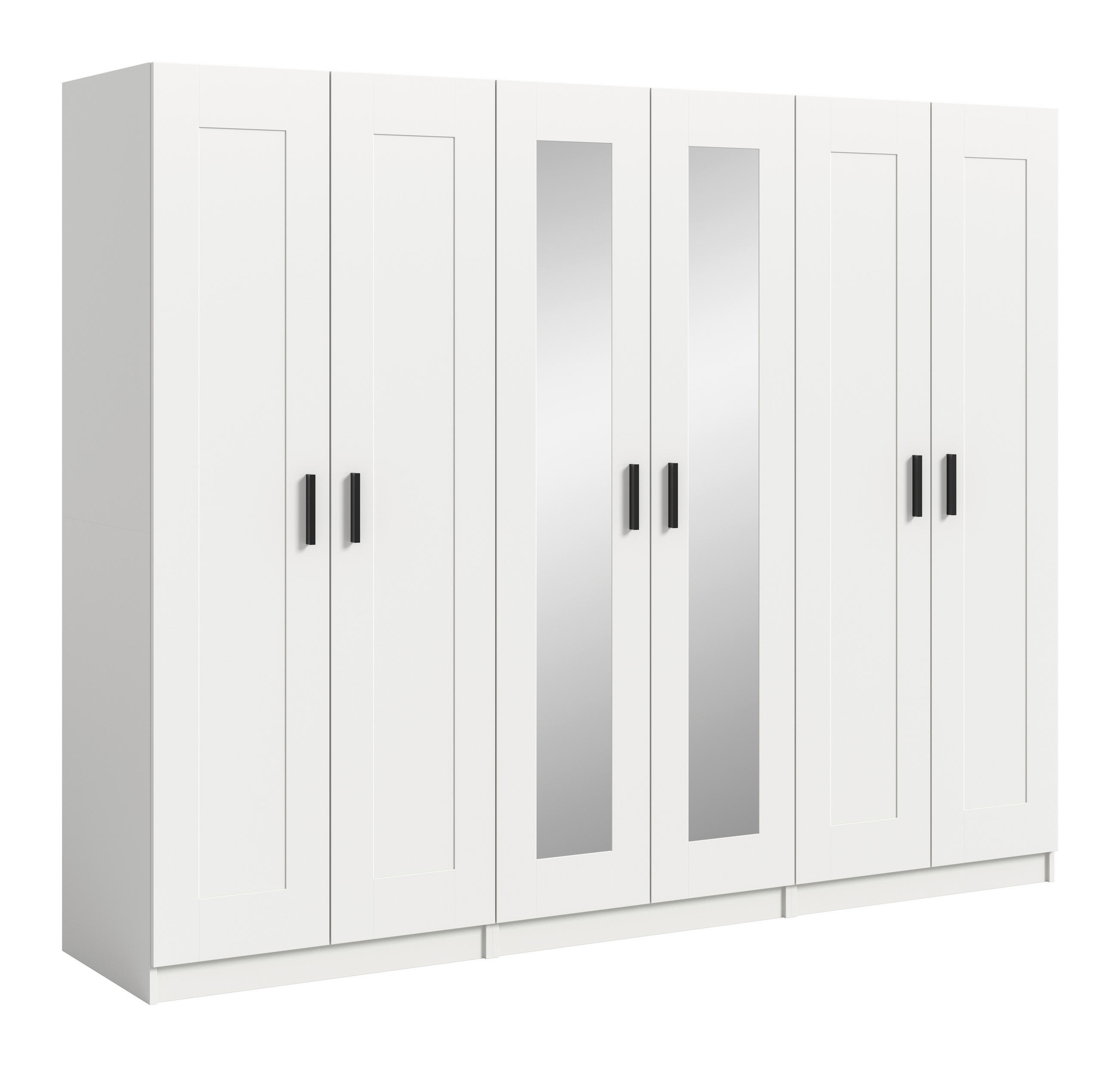 DREHTÜRENSCHRANK 240/194/56 cm,  in Weiß, 6 Tür(en)-türig  - Schwarz/Weiß, ROMANTIK / LANDHAUS, Holzwerkstoff/Kunststoff (240/194/56cm) - Livetastic
