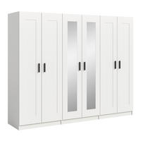 DREHTÜRENSCHRANK 240/194/56 cm,  in Weiß, 6 Tür(en)-türig  - Schwarz/Weiß, ROMANTIK / LANDHAUS, Holzwerkstoff/Kunststoff (240/194/56cm) - Livetastic