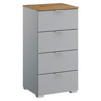 KOMMODE 40/81/42 cm  in Grau, Eichefarben  - Eichefarben/Alufarben, Trend, Holzwerkstoff/Kunststoff (40/81/42cm) - Stylife