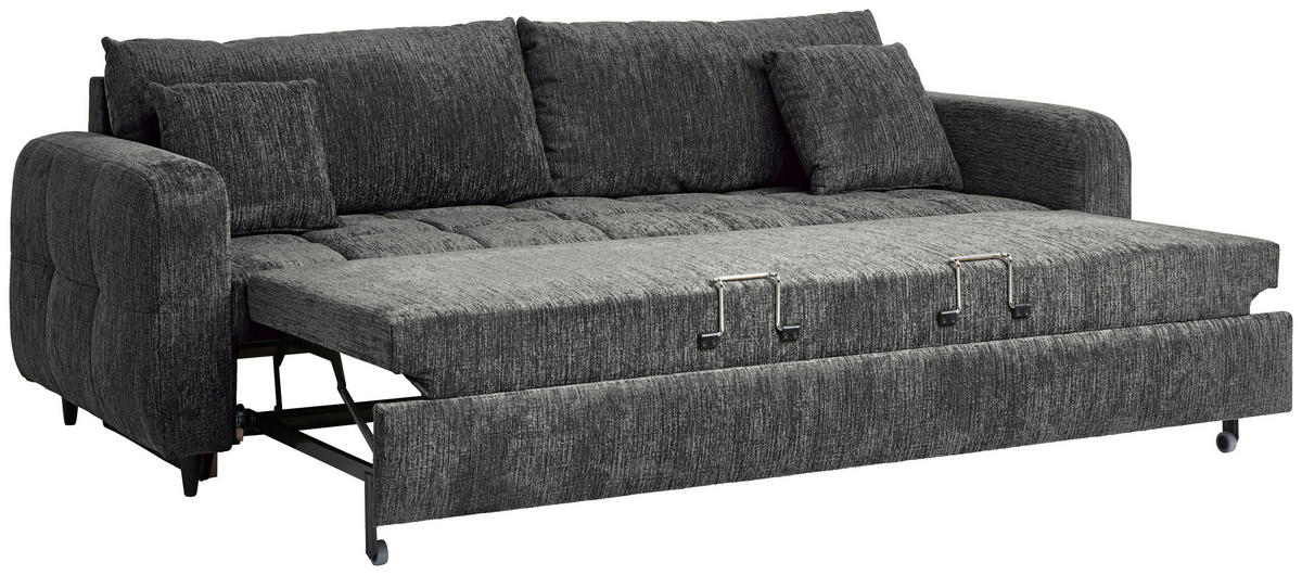 KANAPÉÁGY textil antracit  - fekete/antracit, Design, textil/fa (236/88/101cm) - Stylife