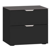 NACHTKÄSTCHEN 45/42/43 cm  in Schwarz, Dunkelgrau  - Edelstahlfarben/Dunkelgrau, Design, Glas/Holzwerkstoff (45/42/43cm) - Jutzler