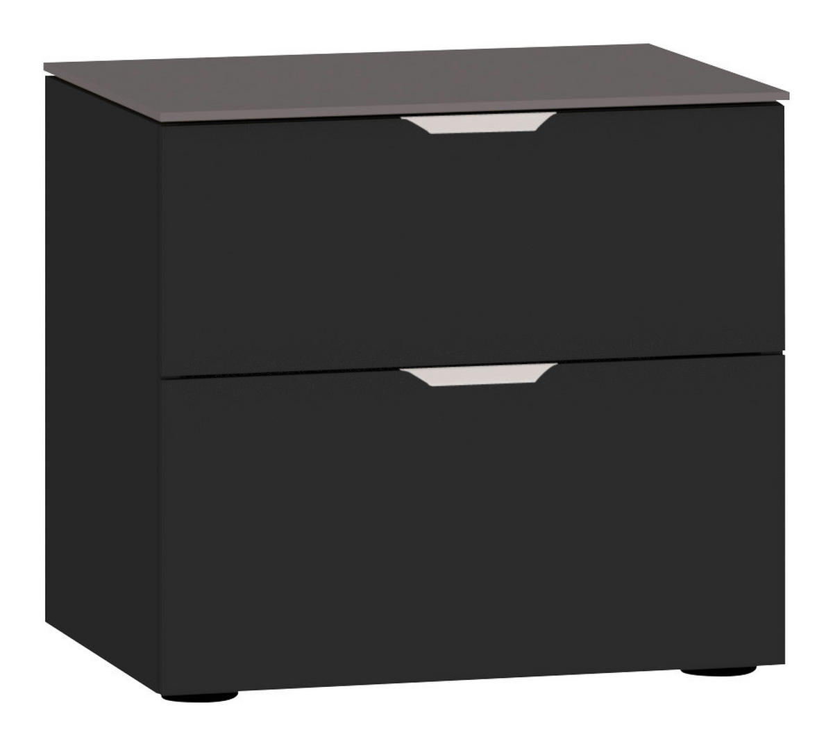 NACHTKÄSTCHEN 45/42/43 cm  in Schwarz, Dunkelgrau  - Edelstahlfarben/Dunkelgrau, Design, Glas/Holzwerkstoff (45/42/43cm) - Jutzler