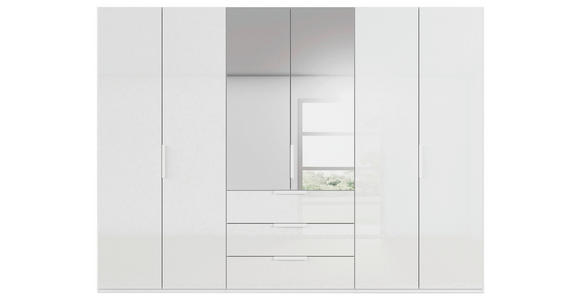 DREHTÜRENSCHRANK 301/223/61 cm,  in Weiß, 6-türig  - Weiß, Basics, Glas/Holzwerkstoff (301/223/61cm) - Novel