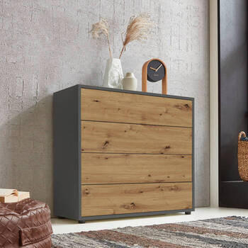 KOMMODE Mailand Typ 3  in 79/73/33 cm  - Anthrazit/Schwarz, MODERN, Holzwerkstoff/Kunststoff (79/73/33cm) - MID.YOU