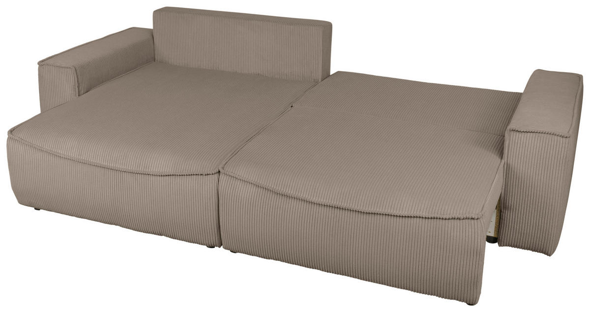 ECKSOFA Taupe Cord  - Taupe/Schwarz, KONVENTIONELL, Kunststoff/Textil (148/265cm) - Carryhome