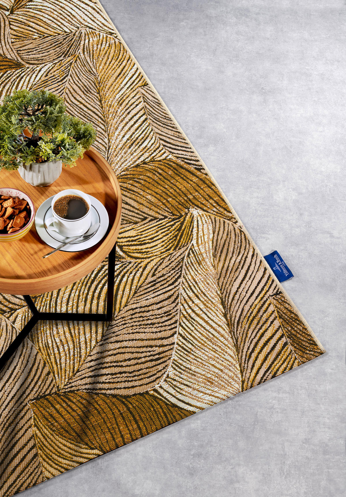 OUTDOORTEPPICH 120/180 cm Kollektion 1767 Schwarz, Goldfarben  - Goldfarben/Schwarz, Design, Kunststoff (120/180cm) - Villeroy & Boch