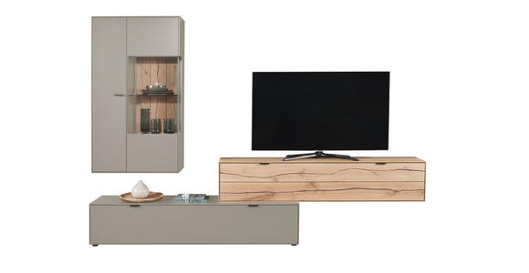WOHNWAND  in Hellgrau, Wildeiche  293,5/205,5/45,2 cm  - Wildeiche/Hellgrau, Design, Glas/Holz (293,5/205,5/45,2cm) - Dieter Knoll