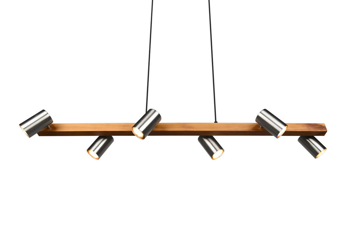 HÄNGLAMPA Marley 115/20/150 cm  - nickelfärgad, Lifestyle, metall/trä (115/20/150cm) - Trio Leuchten