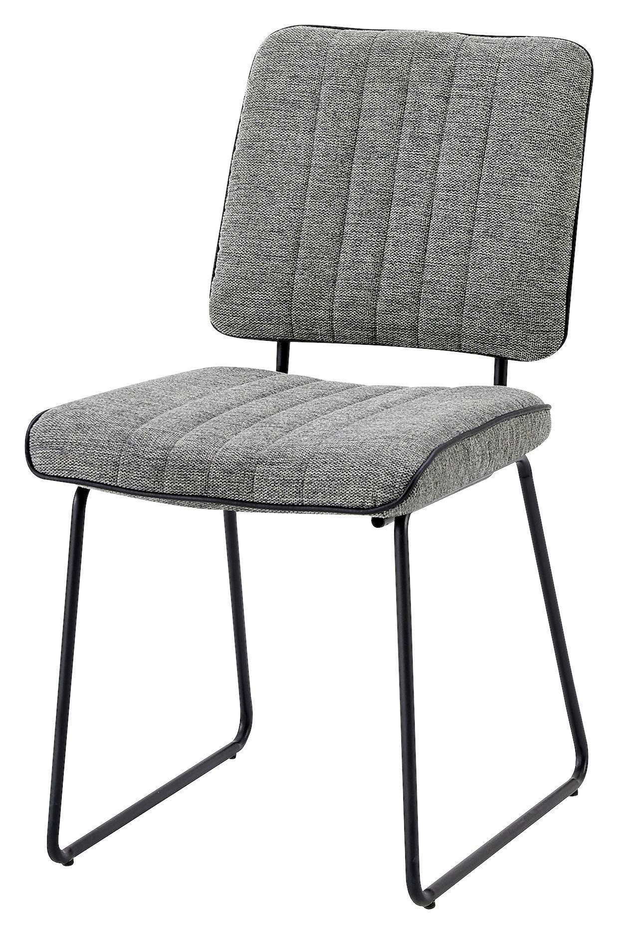 STUHL-SET 2 Stück  in Stahl Webstoff  - Schwarz/Grau, MODERN, Textil/Metall (45/83/61cm) - MID.YOU
