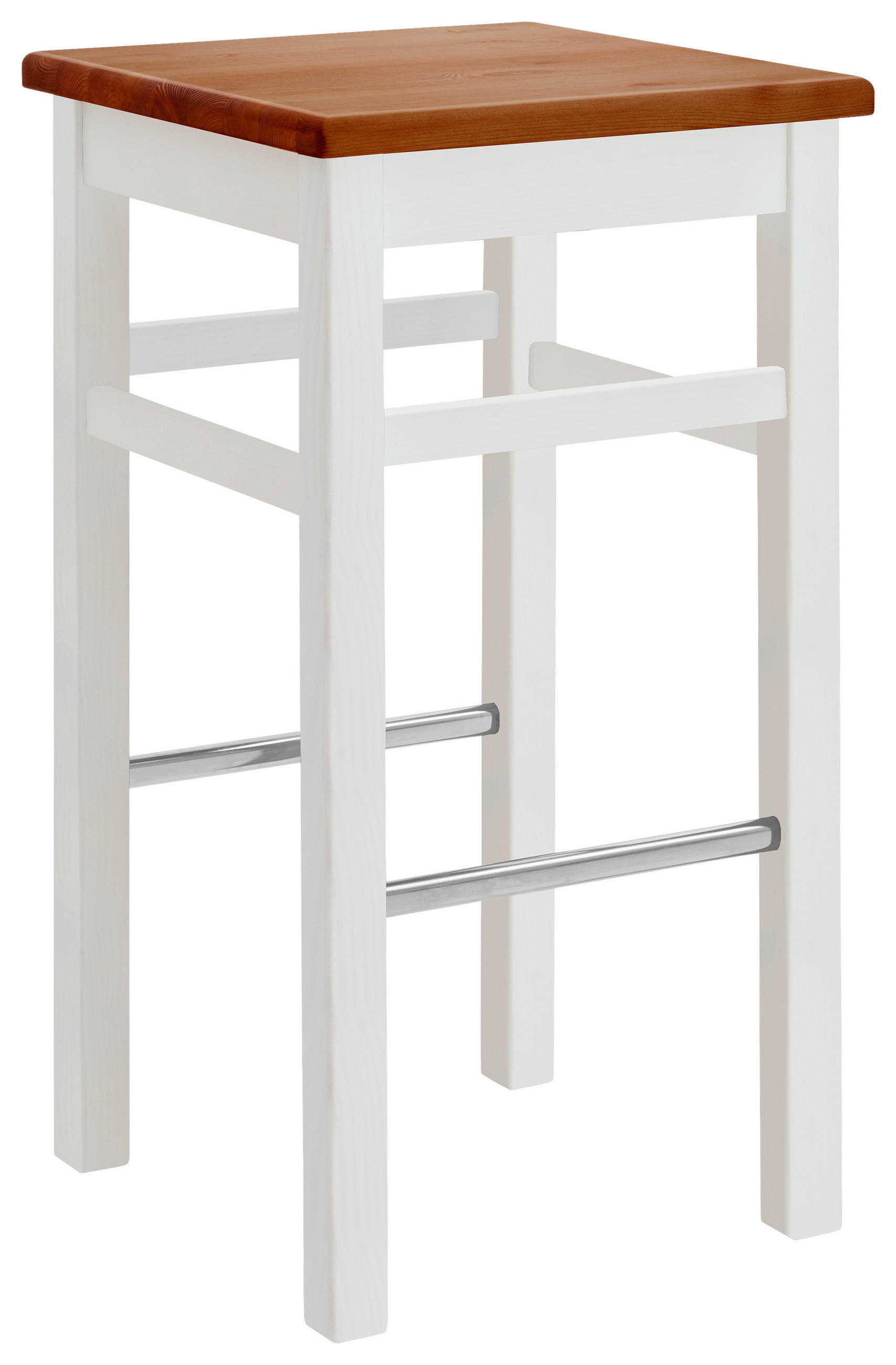 BARHOCKER Weiß, Bernsteinfarben Kiefer massiv  - Bernsteinfarben/Weiß, ROMANTIK / LANDHAUS, Holz (41/74,5/41cm) - Boxxx