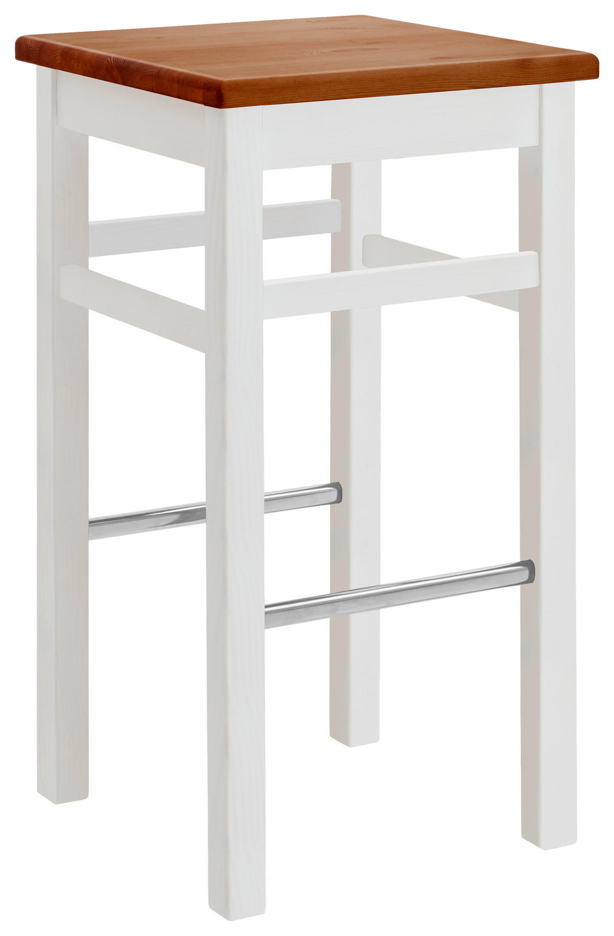 BARHOCKER Weiß, Bernsteinfarben Kiefer massiv  - Bernsteinfarben/Weiß, ROMANTIK / LANDHAUS, Holz (41/74,5/41cm) - Boxxx