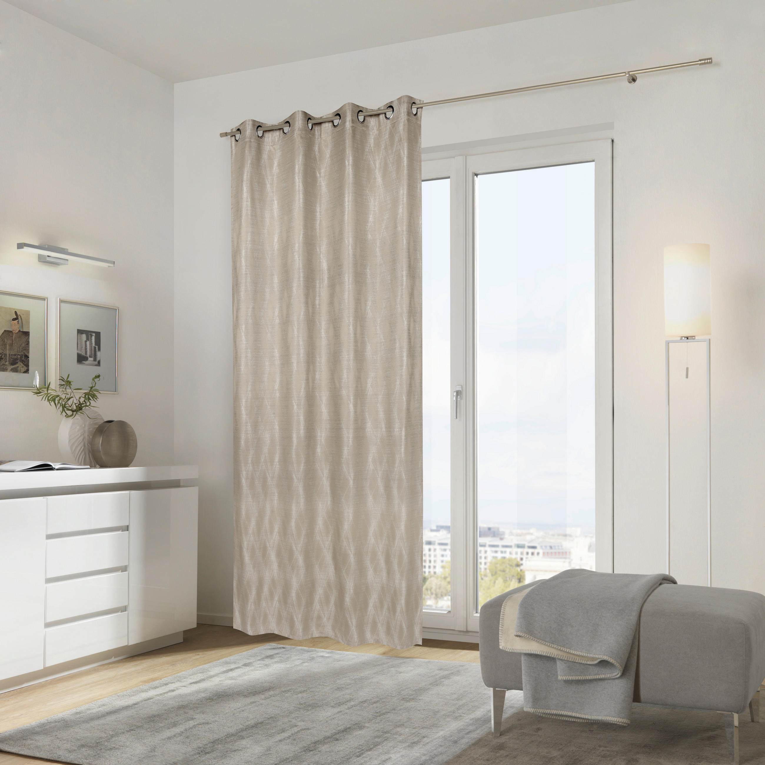 ÖSENSCHAL Narvik blickdicht 135/250 cm   - Sandfarben, Design, Textil (135/250cm) - Ambiente