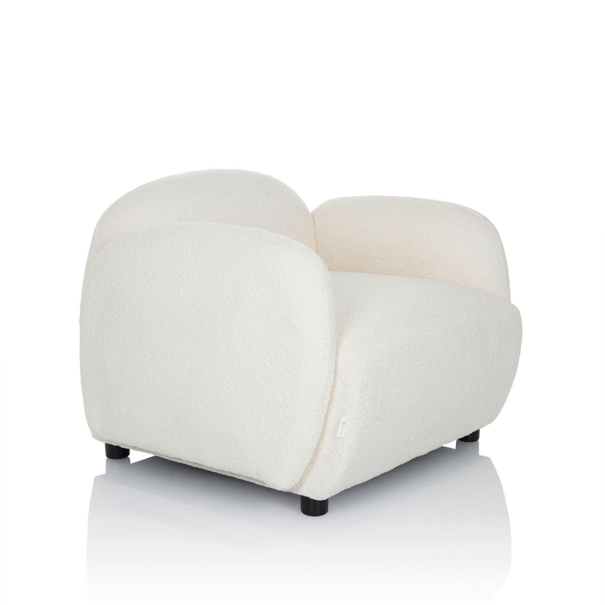 LOUNGESESSEL Bouclé Weiß    - Schwarz/Weiß, MODERN, Kunststoff/Textil (87/65/76cm) - MID.YOU