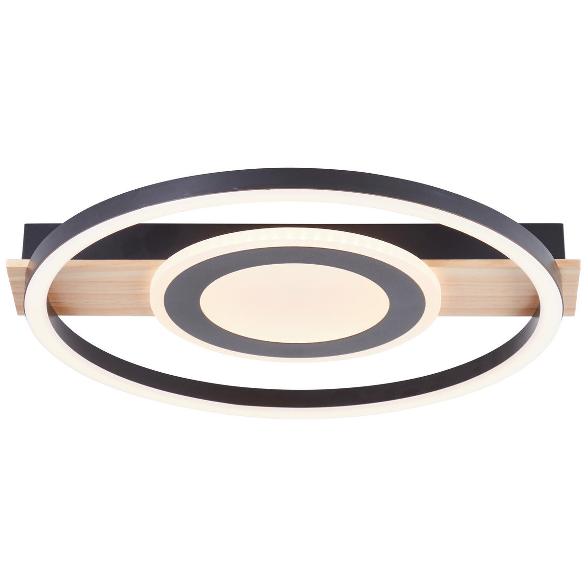 LED-DECKENLEUCHTE   - Hellbraun/Schwarz, Design, Holz/Kunststoff (5/39/37cm) - Brilliant