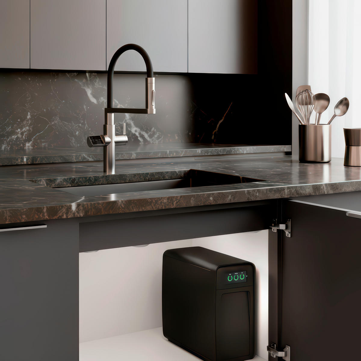 KÜCHENARMATUR  - Schwarz, Basics, Kunststoff (20/43,90/51,60cm)