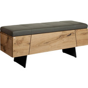Garderobenbank - Eichefarben/Dunkelgrau, Design, Leder/Holz (128,2/49,0/38,8cm) - Voglauer