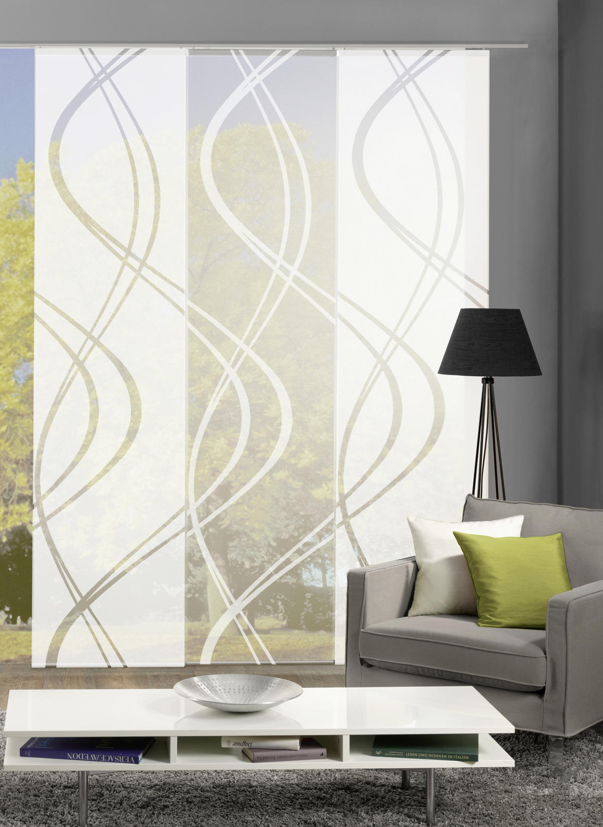 FLÄCHENVORHANG TIBERIO, 4-TLG.  4 Stück  halbtransparent   60/245 cm  - Weiß, MODERN, Textil (60/245cm)