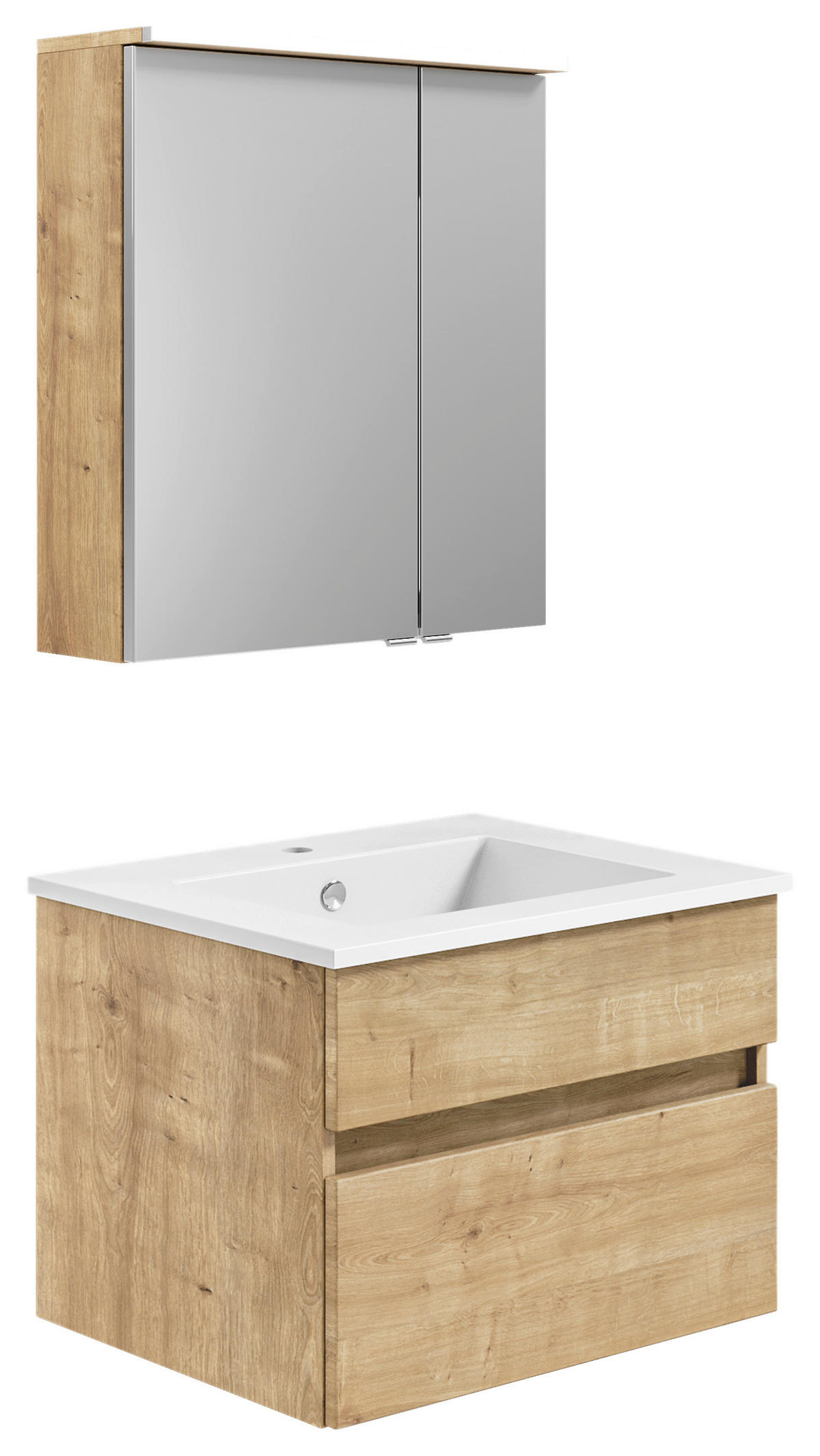 BADEZIMMER  in 122,4 cm  - Eichefarben/Weiß, KONVENTIONELL, Holzwerkstoff (122,4cm) - Puris