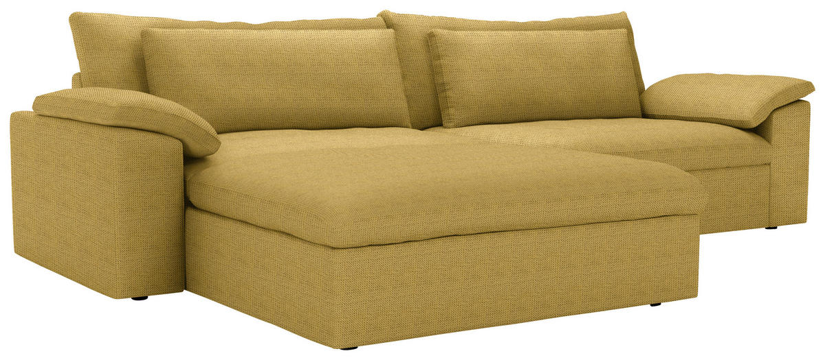 ECKSOFA  Chenille Currygelb  - Currygelb/Schwarz, Modern, Kunststoff/Textil (198/306cm) - Carryhome