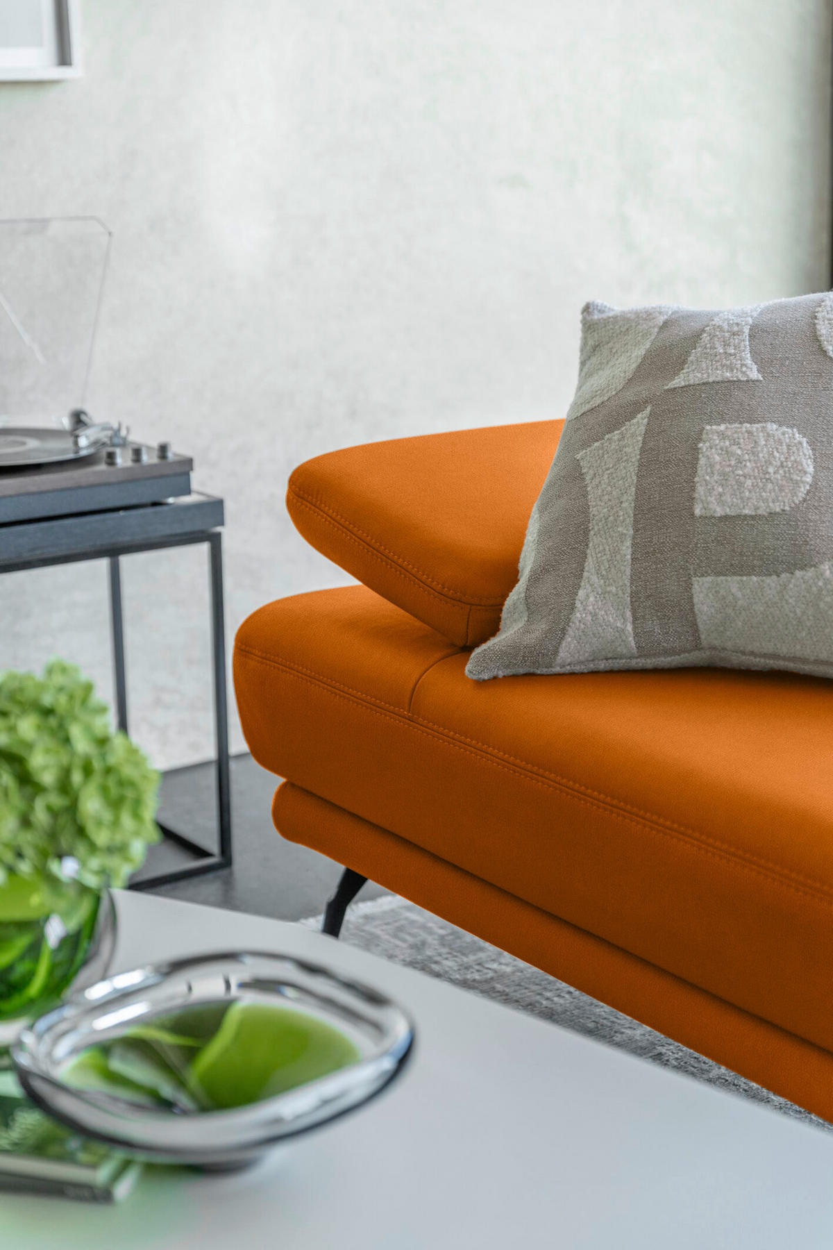 ECKSOFA JOOP! STUDIO in Echtleder Orange  180/301 cm  - Schwarz/Orange, KONVENTIONELL, Leder/Metall (180/301cm) - Joop!